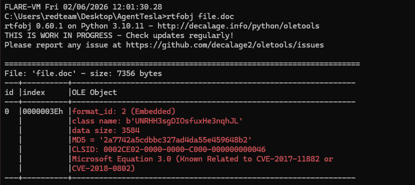 Fig 2 - rtfobj output