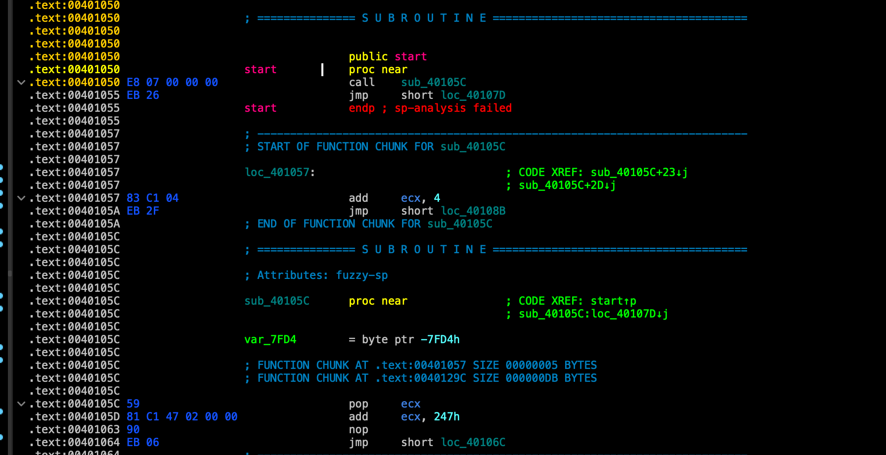 Fig 7 - IDA entry point E8 07 00 00 00