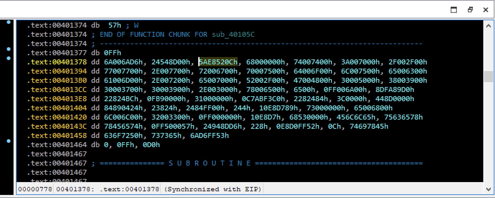 Fig 9 - address **`00401387`**