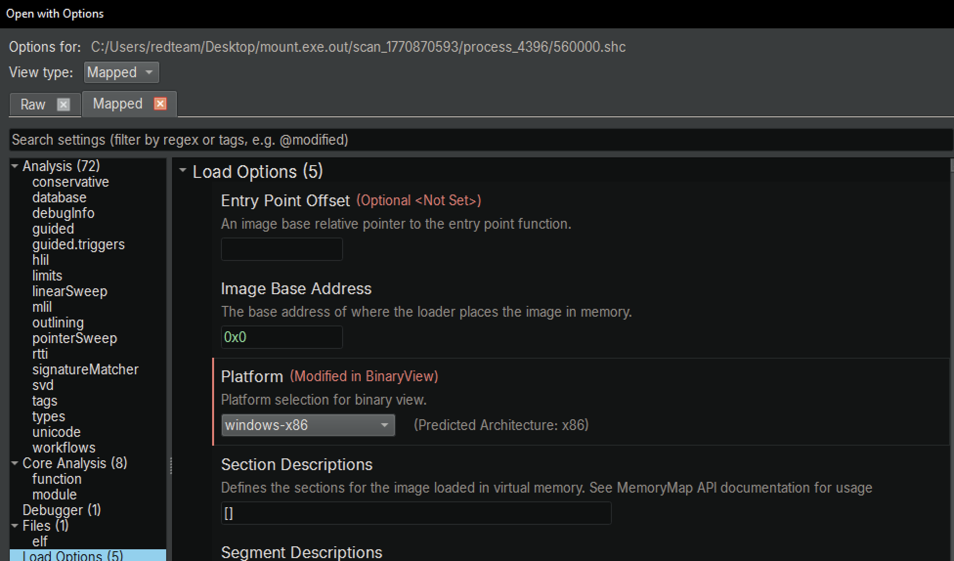 Fig 3 - Opening shellcode in binary ninja