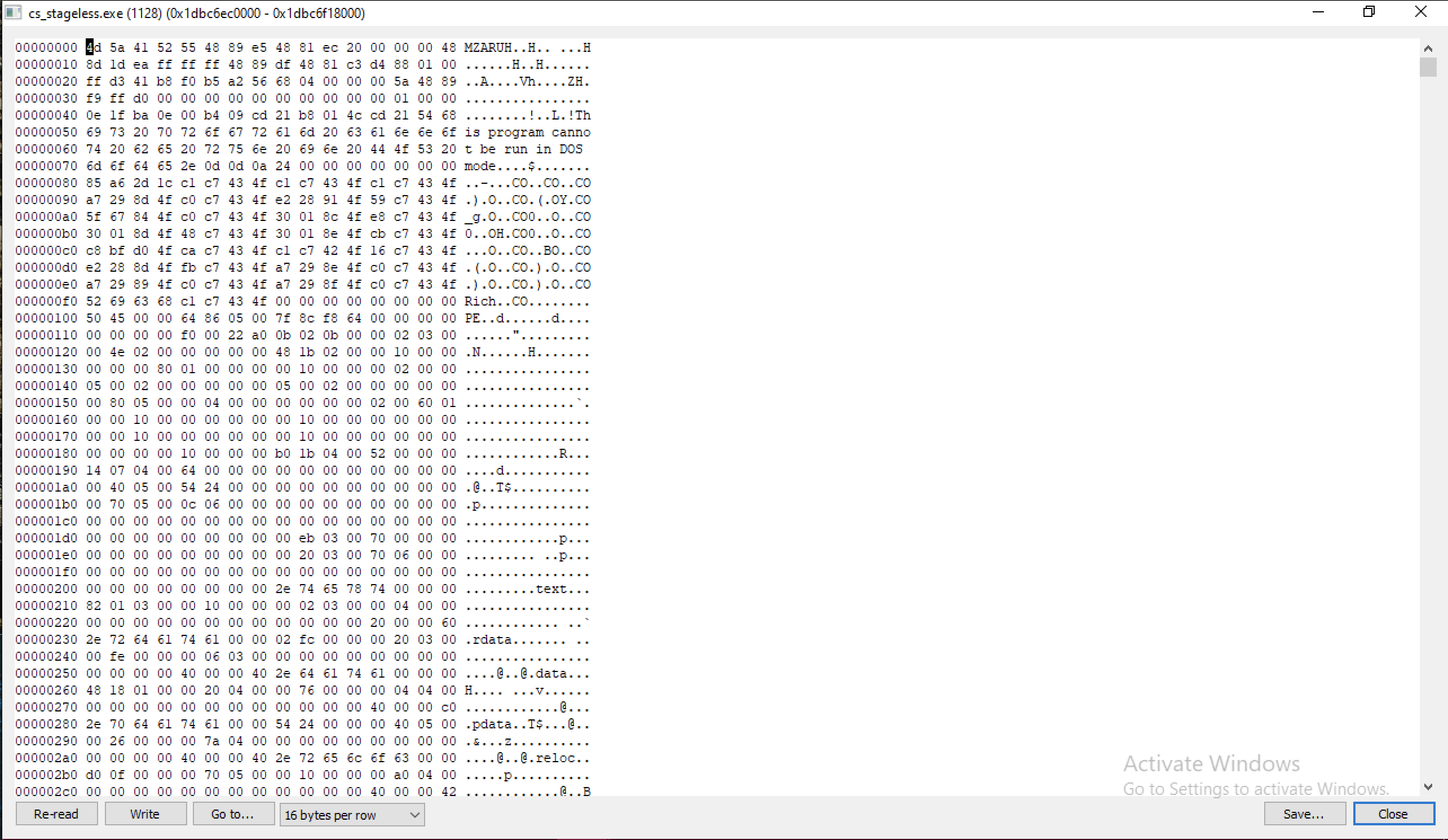 Process hacker shellcode extraction
