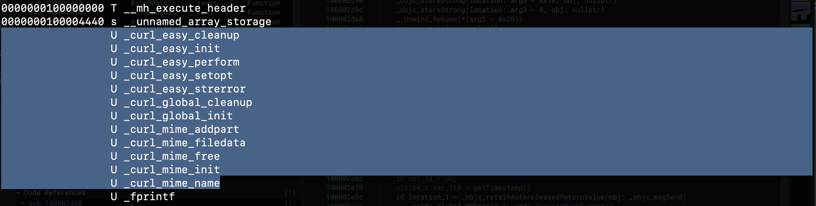 nm command - curl