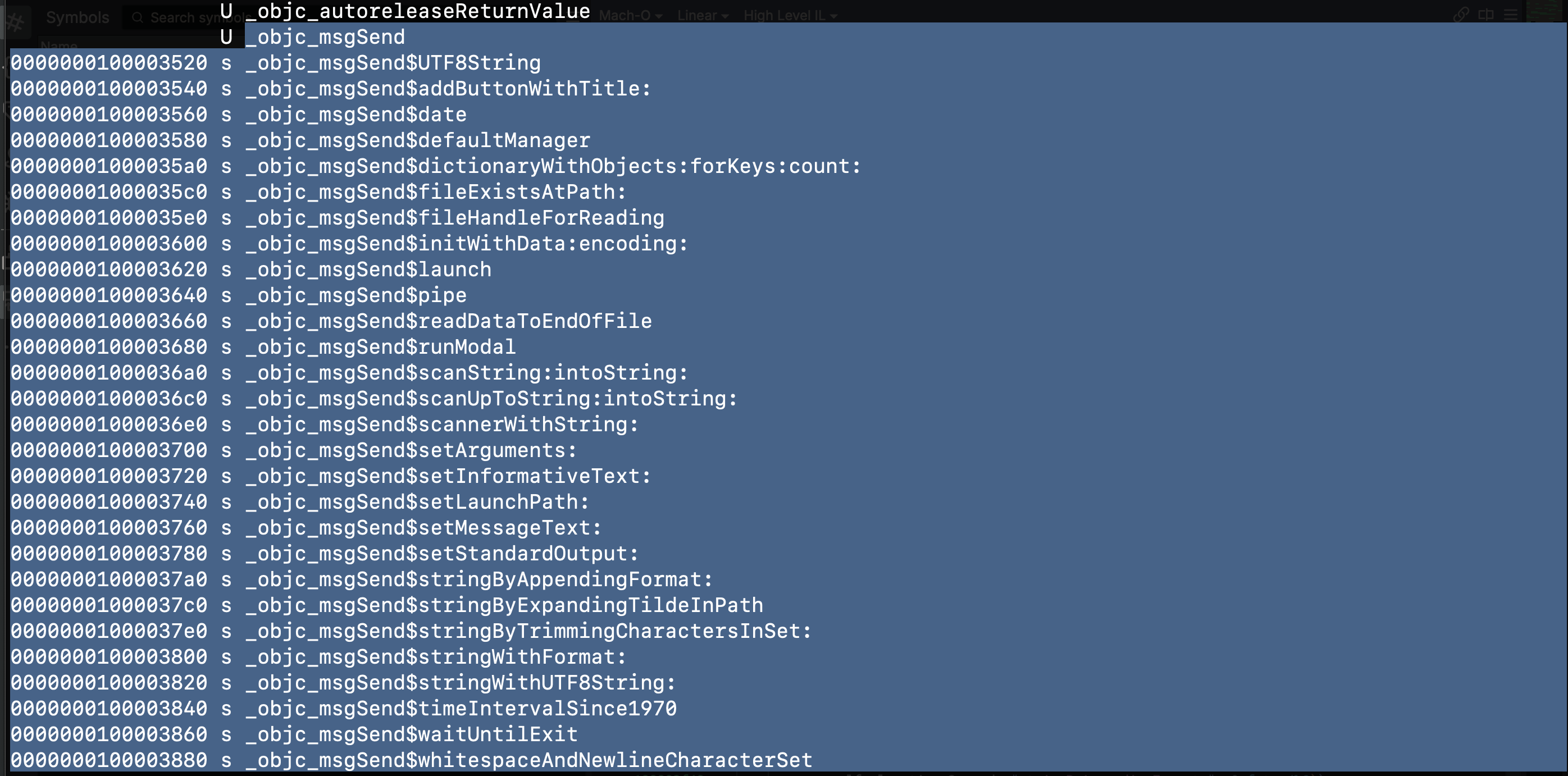 nm command: objective c message send methods.