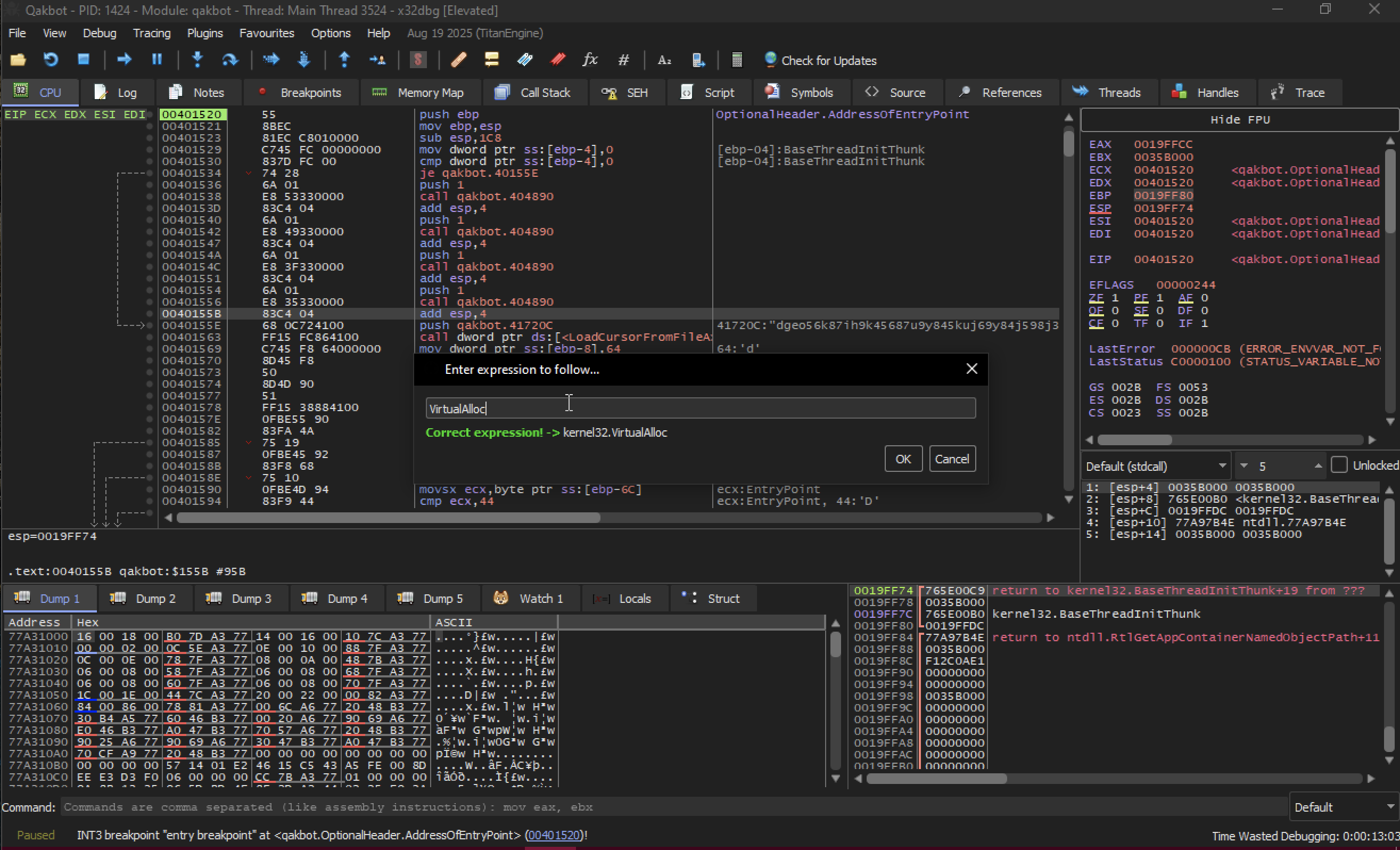 Qakbot Unpacking: Bypassing Multi-Layer Obfuscation & Resource Decryption
