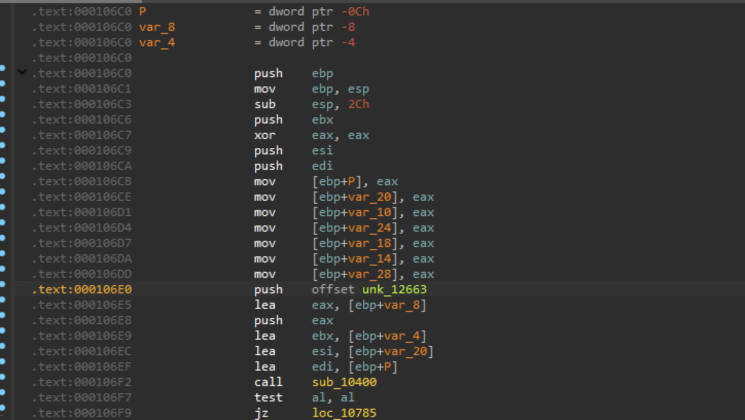 Fig 6 - address 0x106E0 calling buffer.