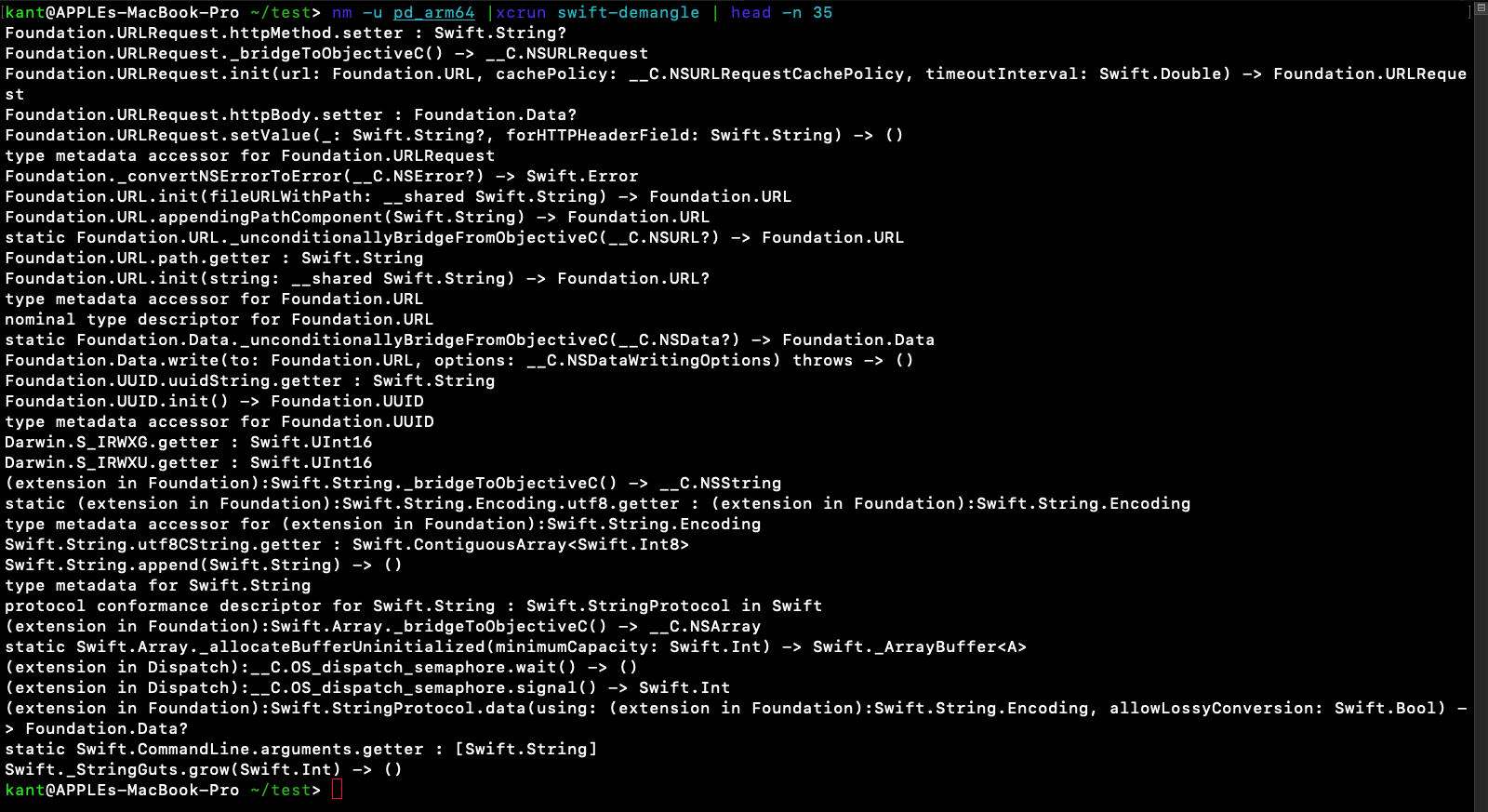 Demangled imported symbols displaying network and filesystem calls