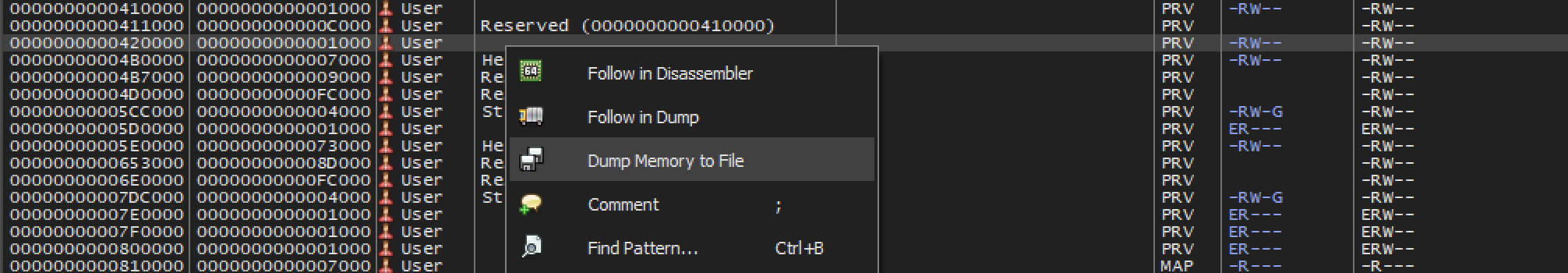 Fig 24 - Dump memory to file.