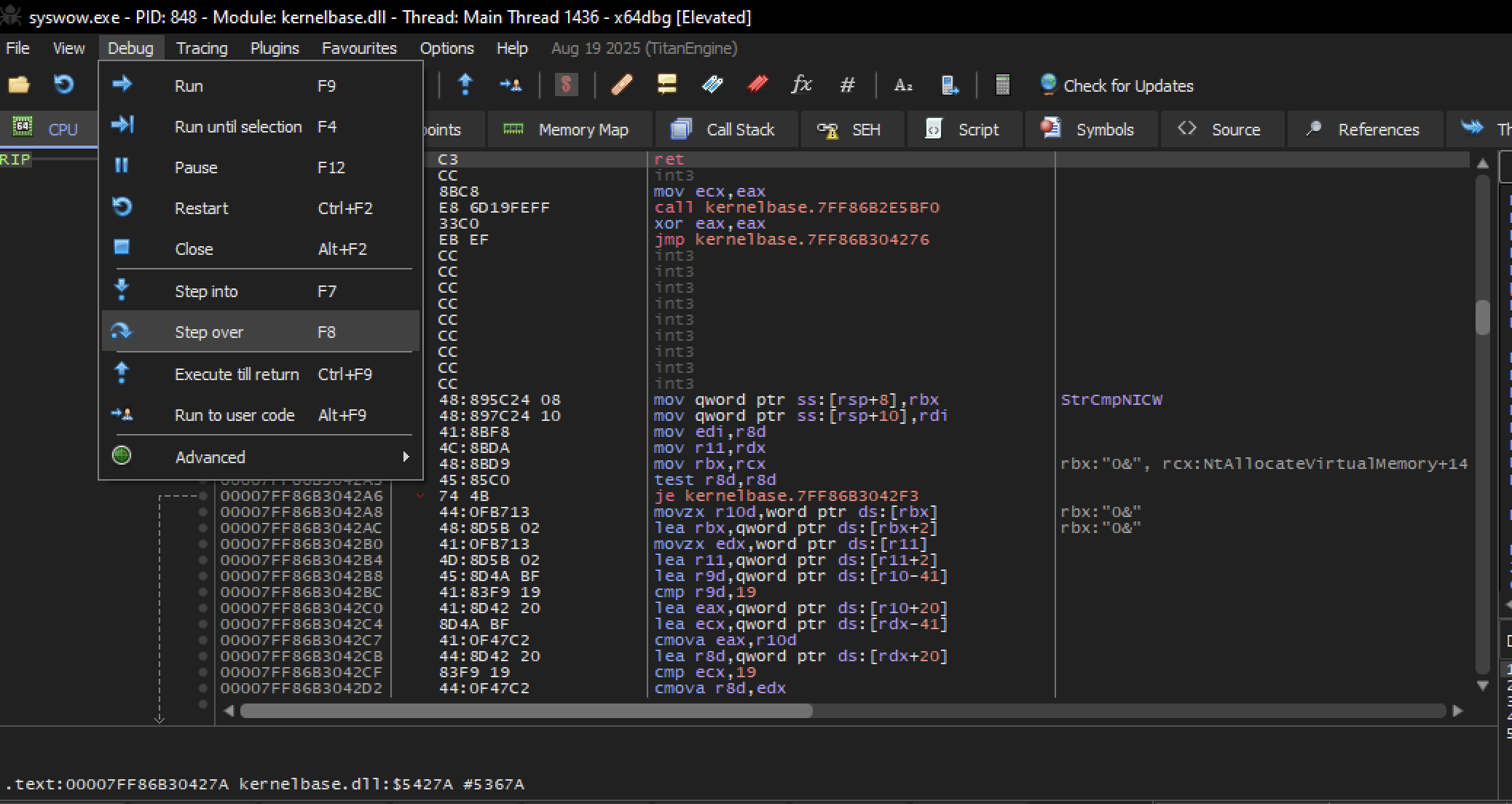 Fig 9 - Debug - Step over