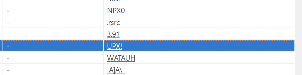 Pe studio UPX strings