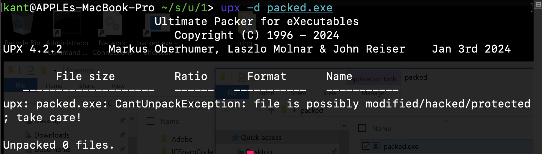 tried to unpack using upx but it failed.