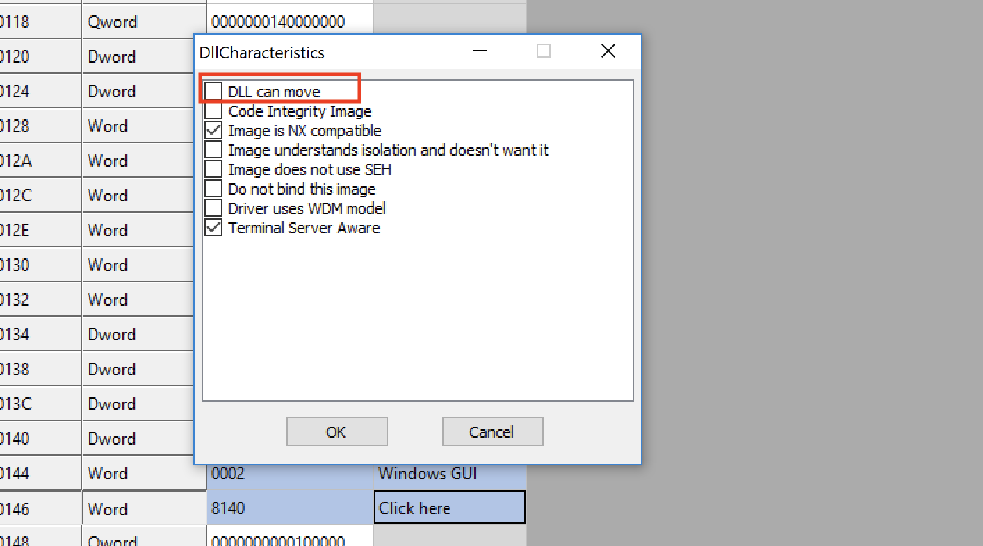 Uncheck DLL can move