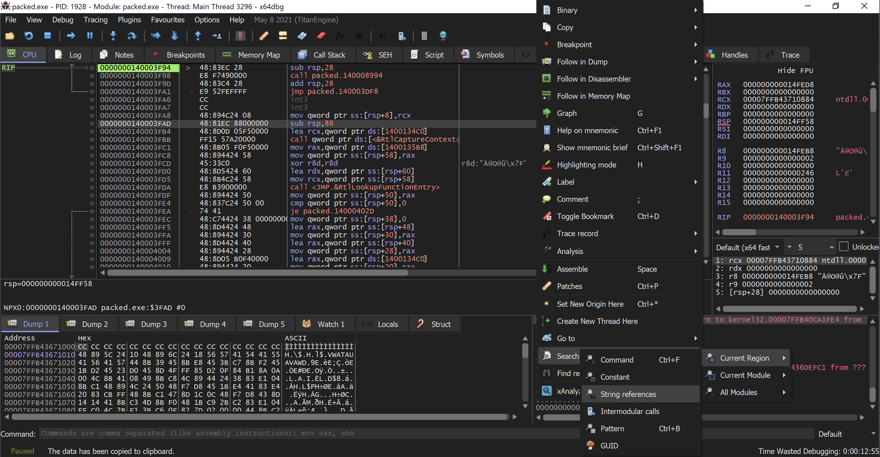 clicking String references