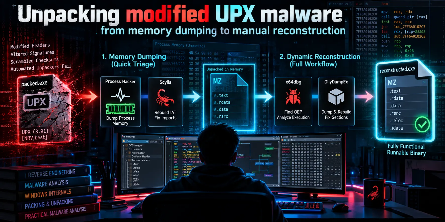 Unpacking Modified UPX Malware