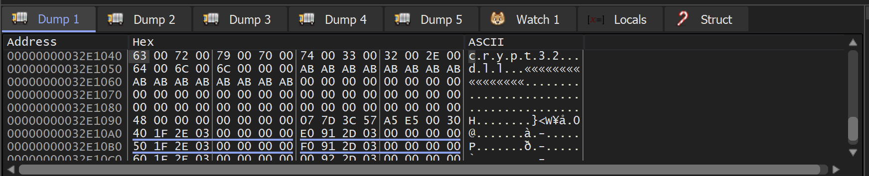 Following RAX in dump.