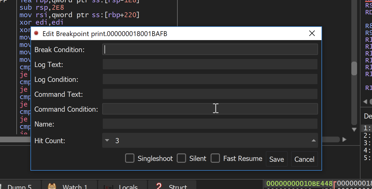edit breakpoint
