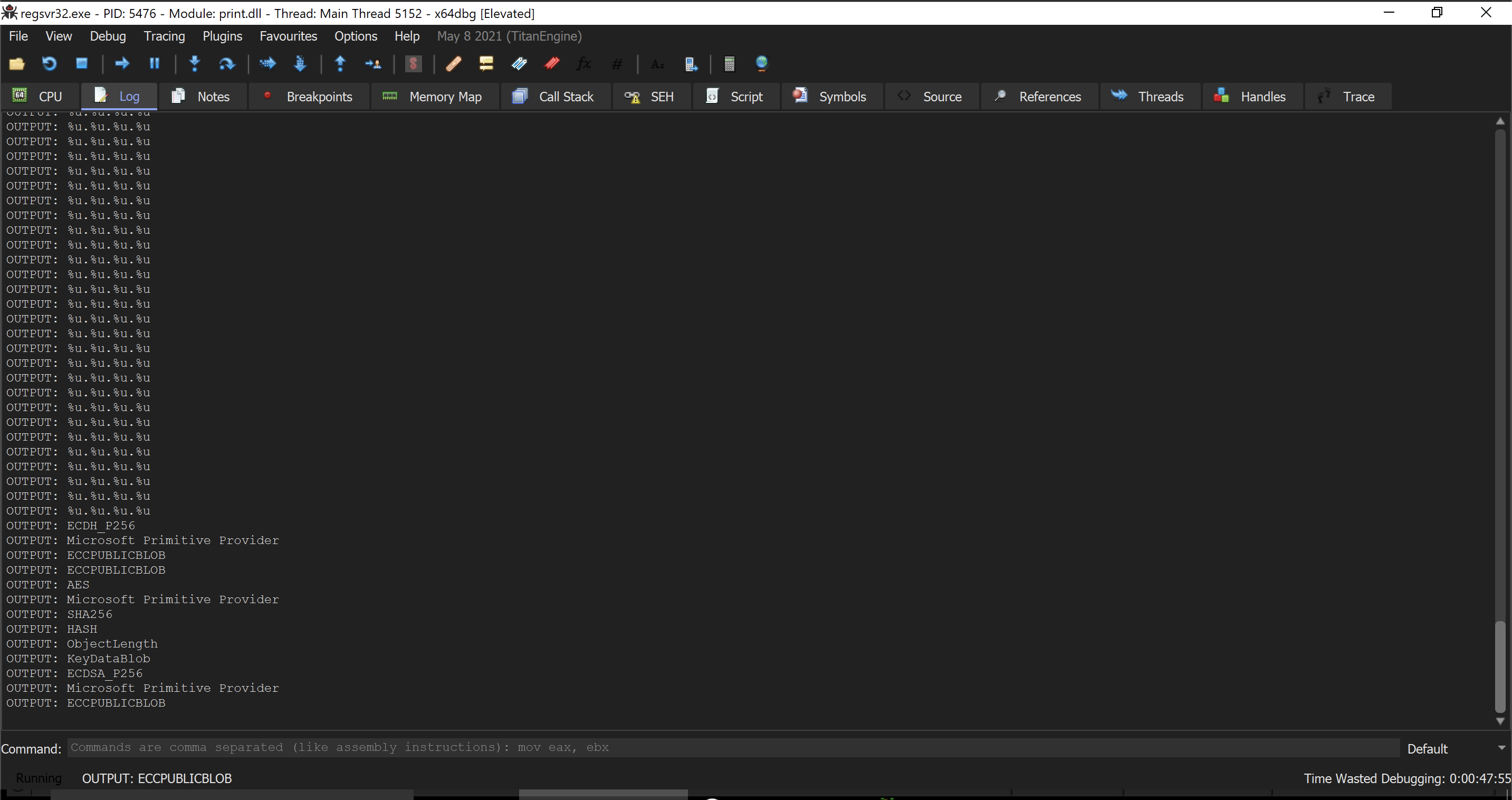 LOG tab