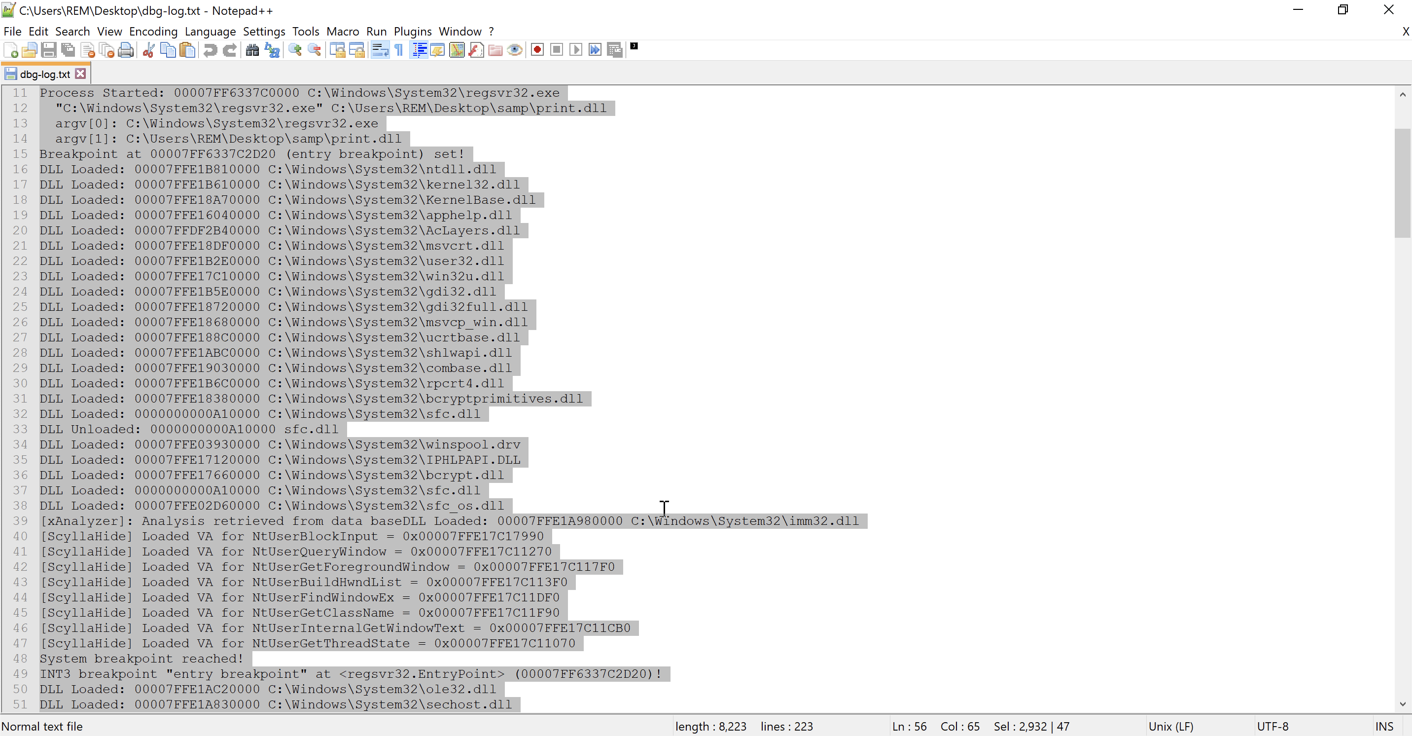 x64dbg log file